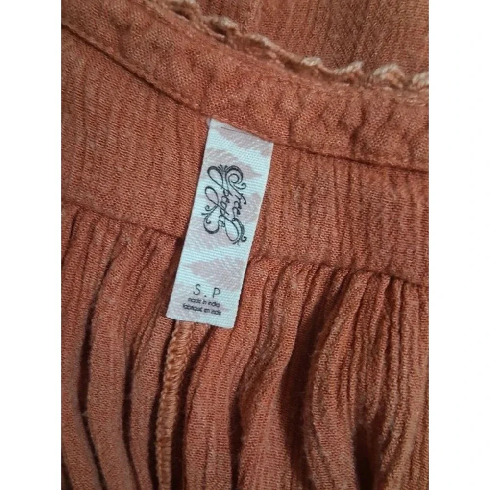 Y2K Vintage Smocked Peasant Tunic Top S/P Rose Brown Boho